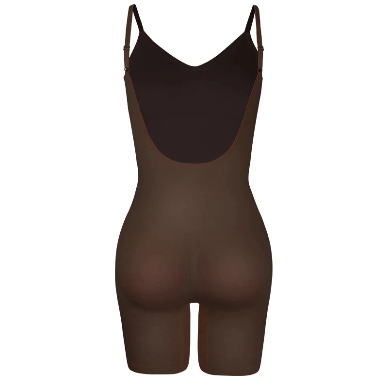 Mid-Thigh Tummy Control Backless Bodysuit Shapewear