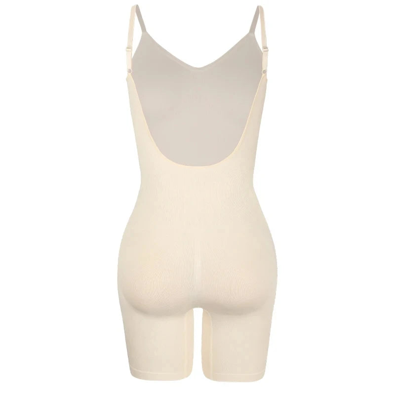 Mid-Thigh Tummy Control Backless Bodysuit Shapewear