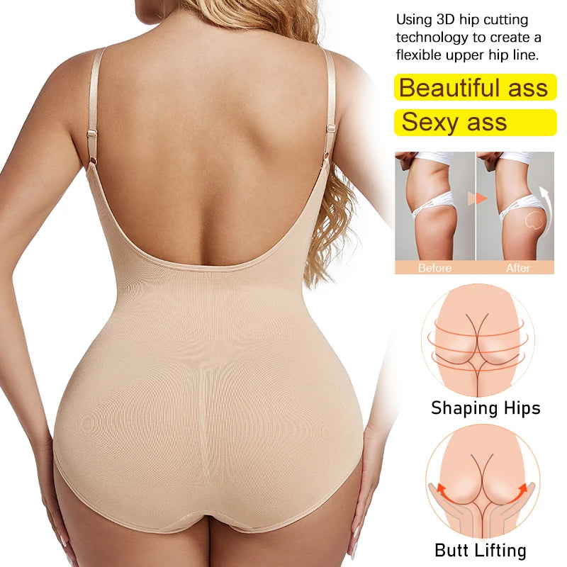 Thong Tummy Control Backless Bodysuit Shapewear