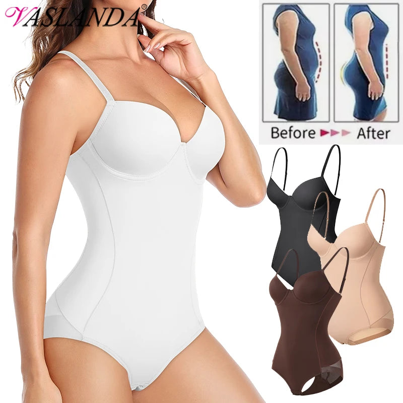 Backless Bodysuit Shapewear With Built-In Bra